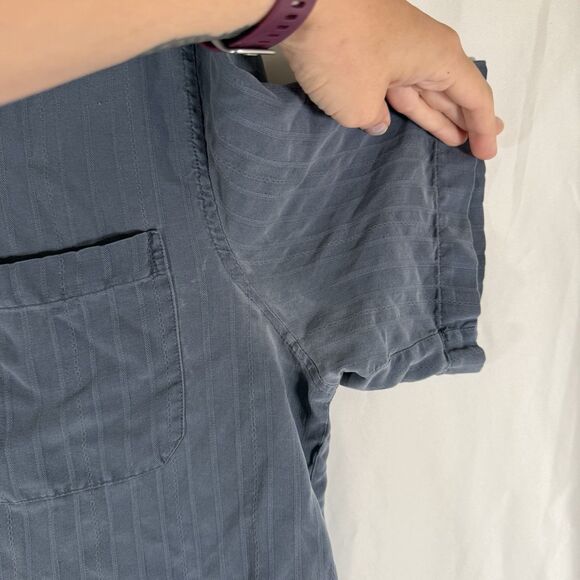 Croft Barrow 100% Silk Shirt Men's Large Blue Button Up Short Sleeve Collared - Picture 3 of 9